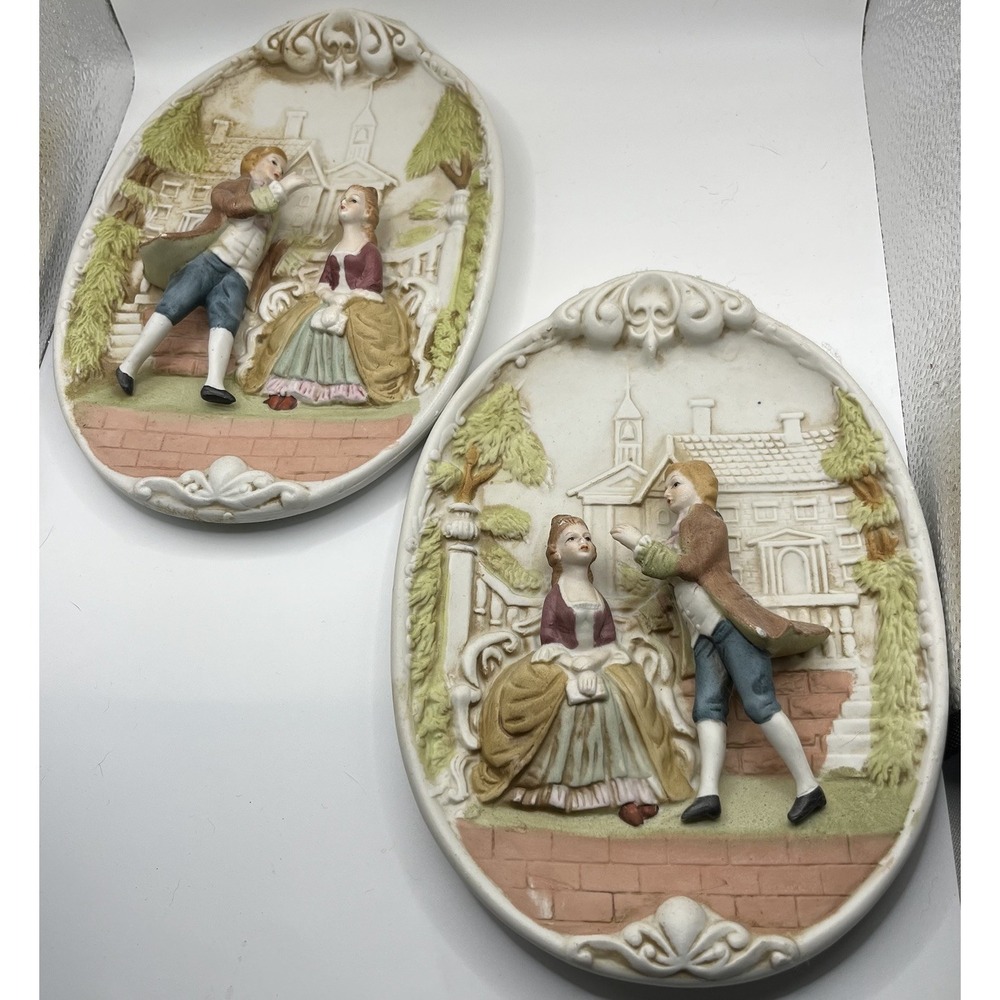 Vintage Victorian Wall Hanging 3D Sculpted Plaques